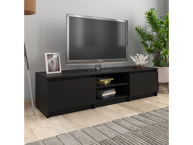 Móvel de TV 140x40x35,5 cm derivados de madeira preto