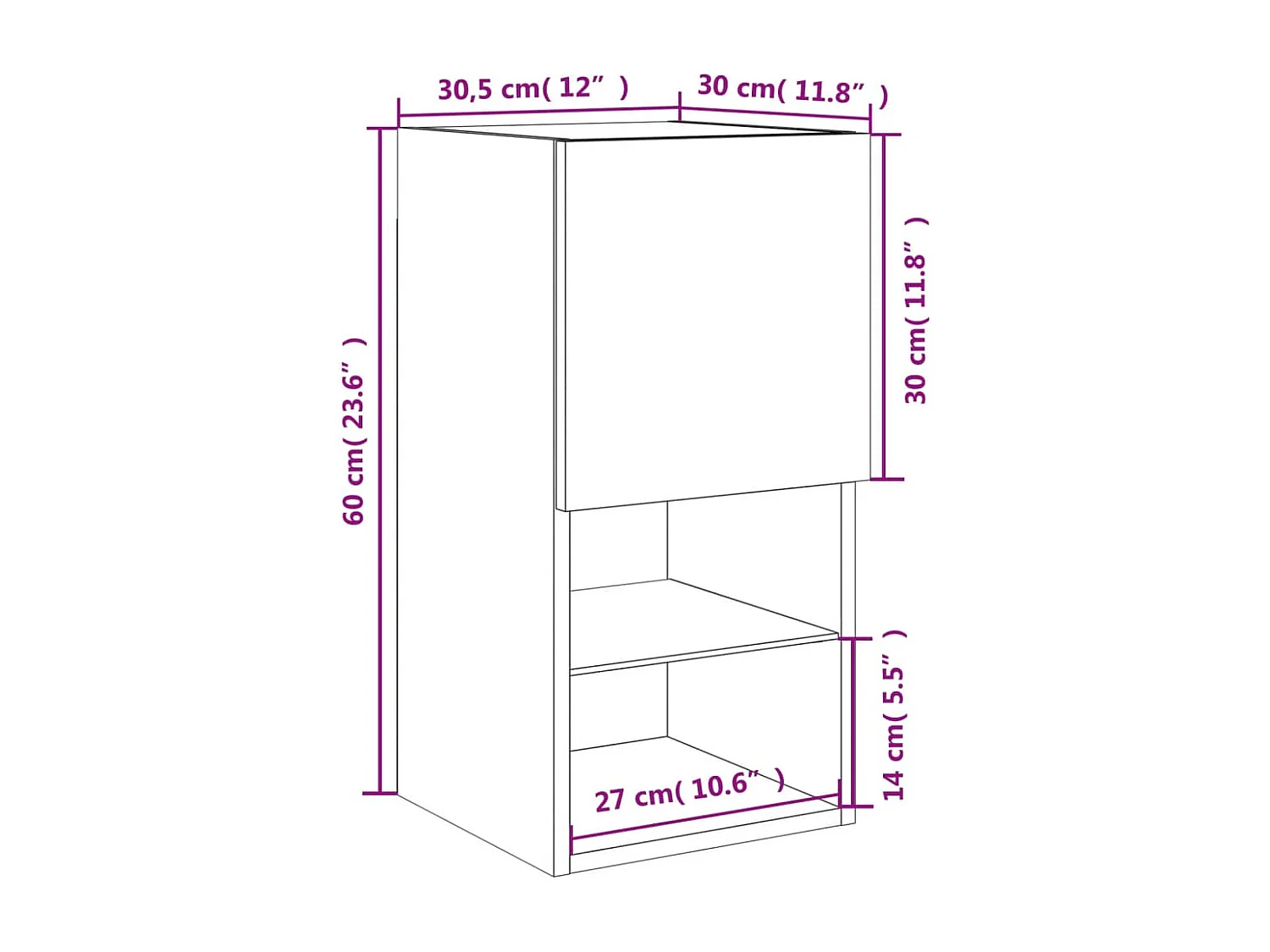 Meuble TV avec lumières LED chêne marron 30,5x30x60 cm