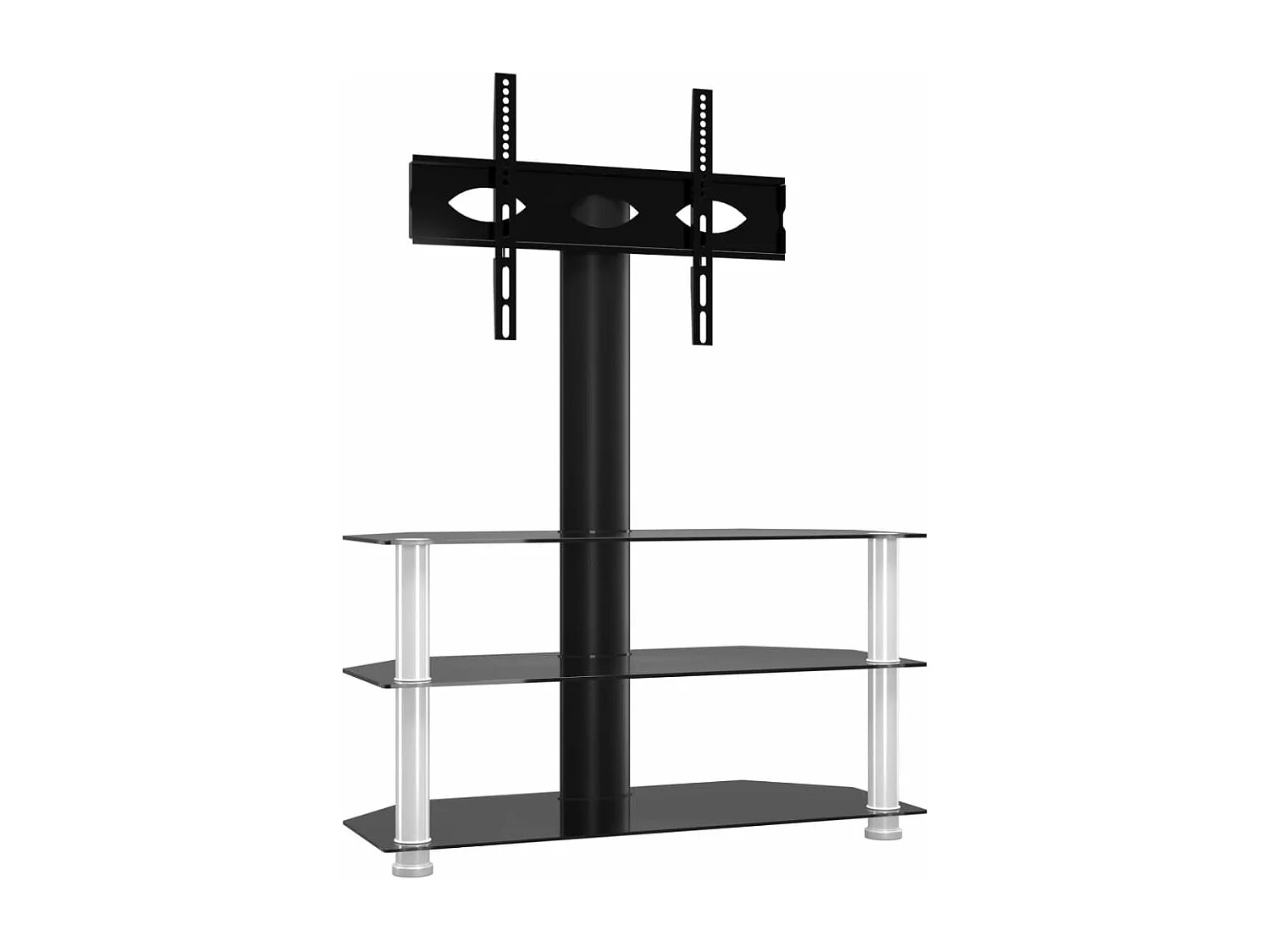 Tv-standaard hoek 3-laags voor 32-70 inch zwart en zilverkleur