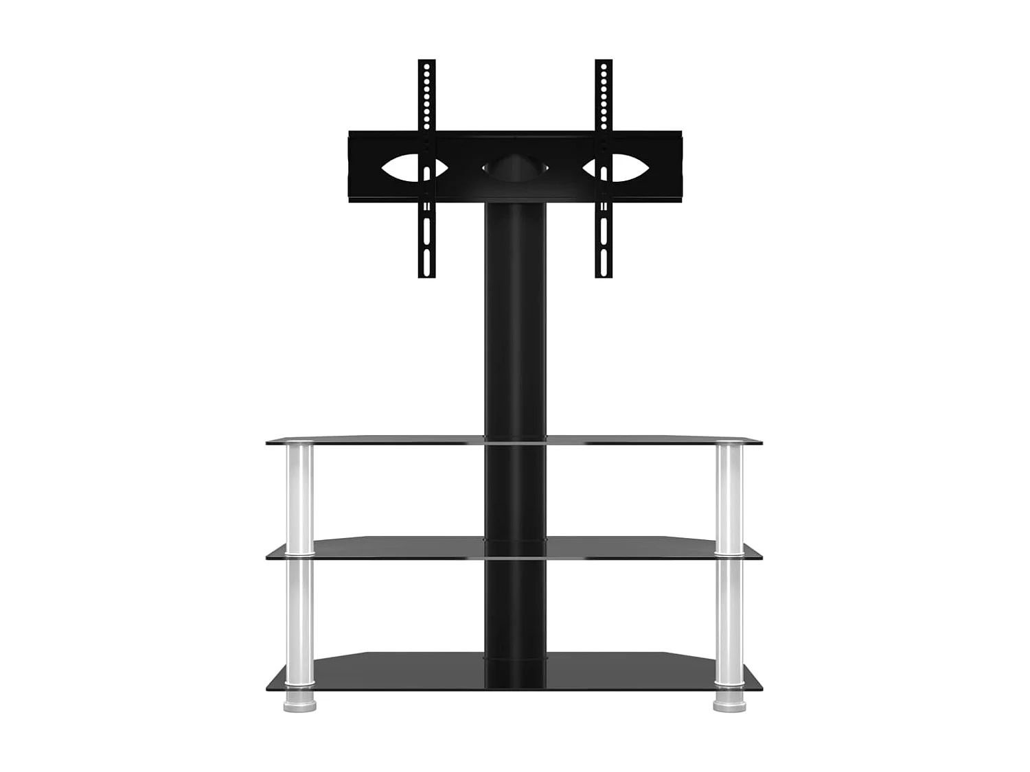 Tv-standaard hoek 3-laags voor 32-70 inch zwart en zilverkleur
