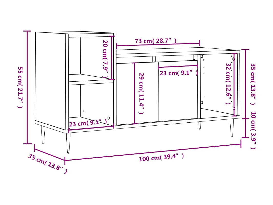 Mobile Porta TV Bianco 100x35x55 cm in Legno Multistrato