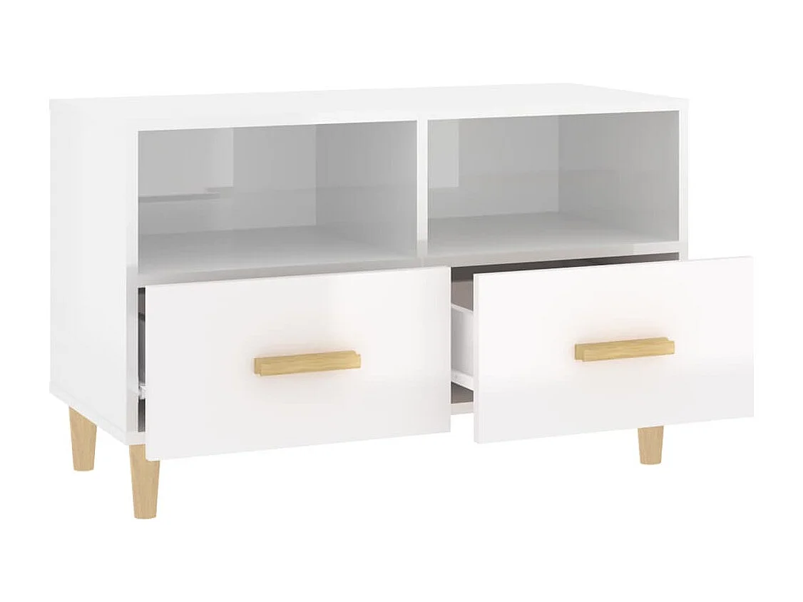 Meuble TV Blanc brillant 80x36x50 cm Bois d'ingénierie