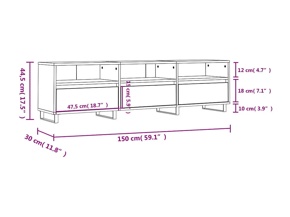 TV-Schrank Hochglanz-Weiß 150x30x44,5 cm Holzwerkstoff