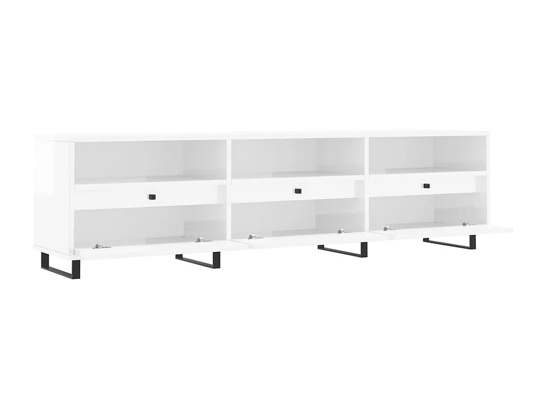 Meuble TV blanc brillant 150x30x44,5 cm bois d'ingénierie