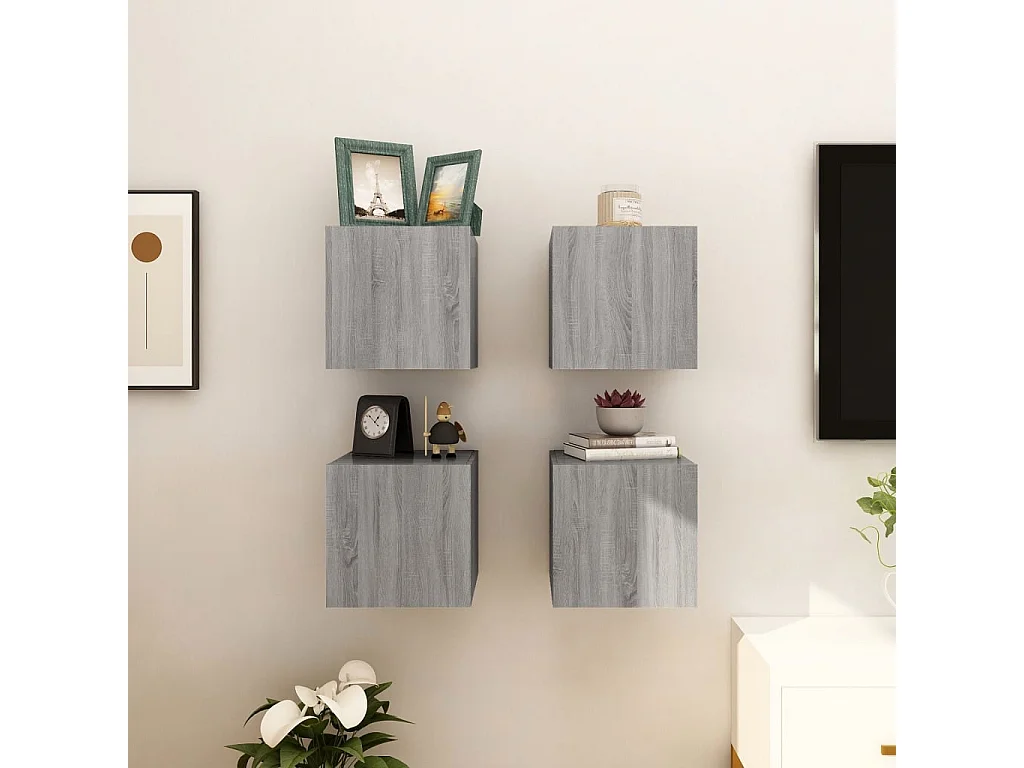 Meubles TV muraux 4 pcs Sonoma gris 30,5x30x30 cm