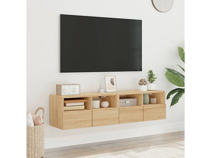 Mobili TV Parete 2pz Rovere Sonoma 60x30x30cm Legno Multistrato