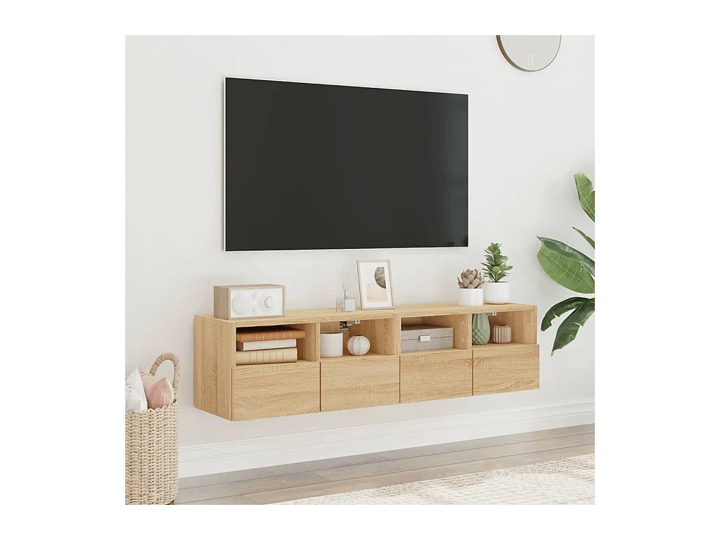 Meubles TV muraux 2 pcs chêne sonoma 60x30x30cm bois ingénierie