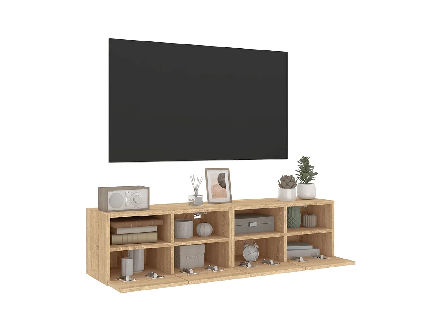 Mobili TV Parete 2pz Rovere Sonoma 60x30x30cm Legno Multistrato