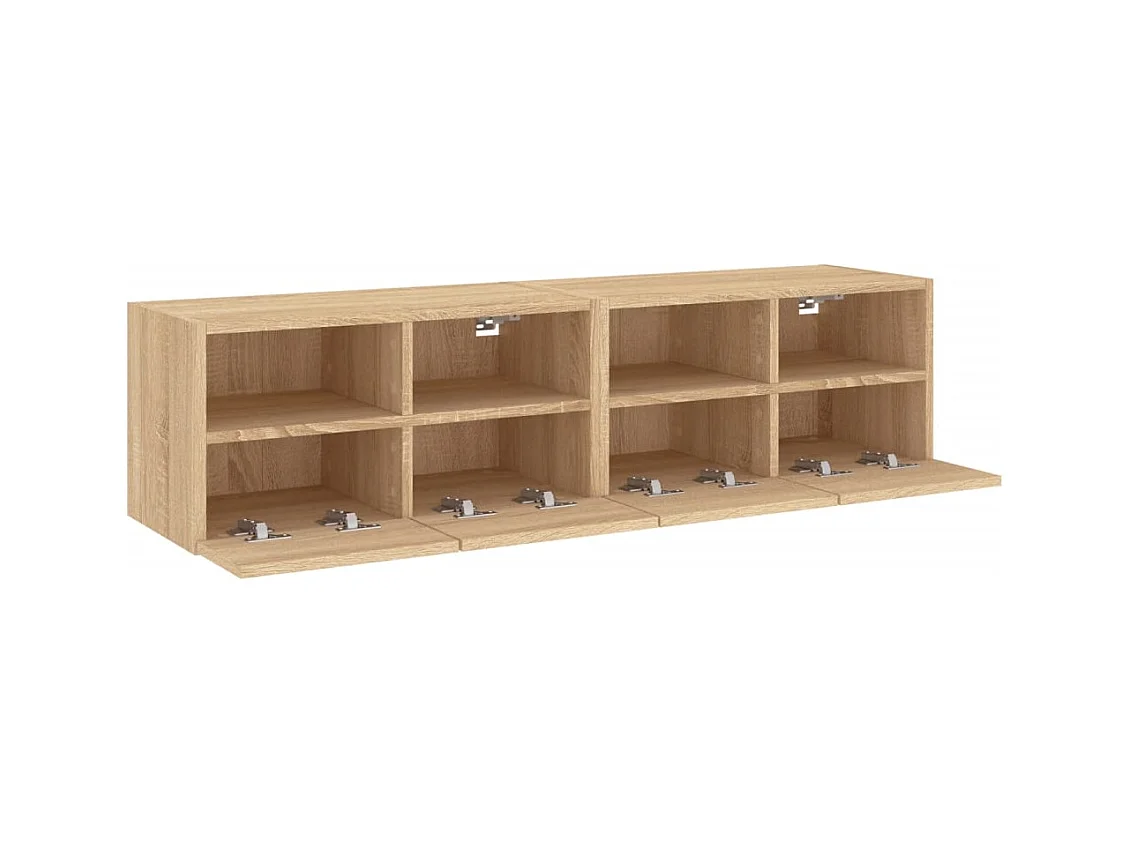 Mobili TV Parete 2pz Rovere Sonoma 60x30x30cm Legno Multistrato