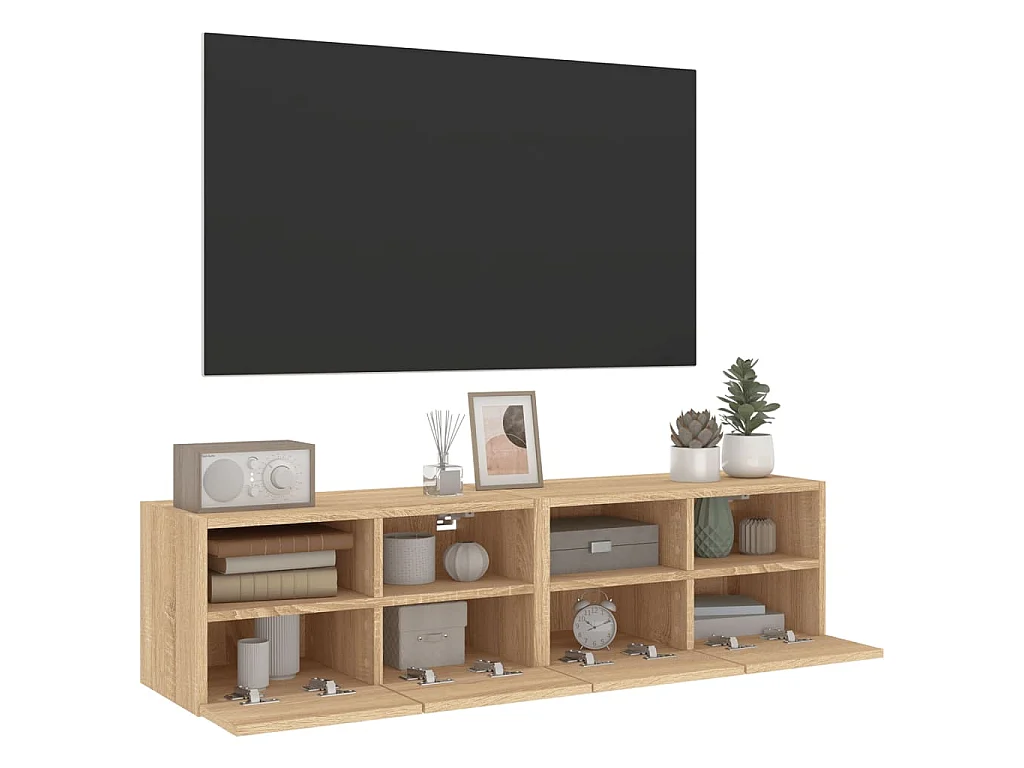 Mobili TV Parete 2pz Rovere Sonoma 60x30x30cm Legno Multistrato