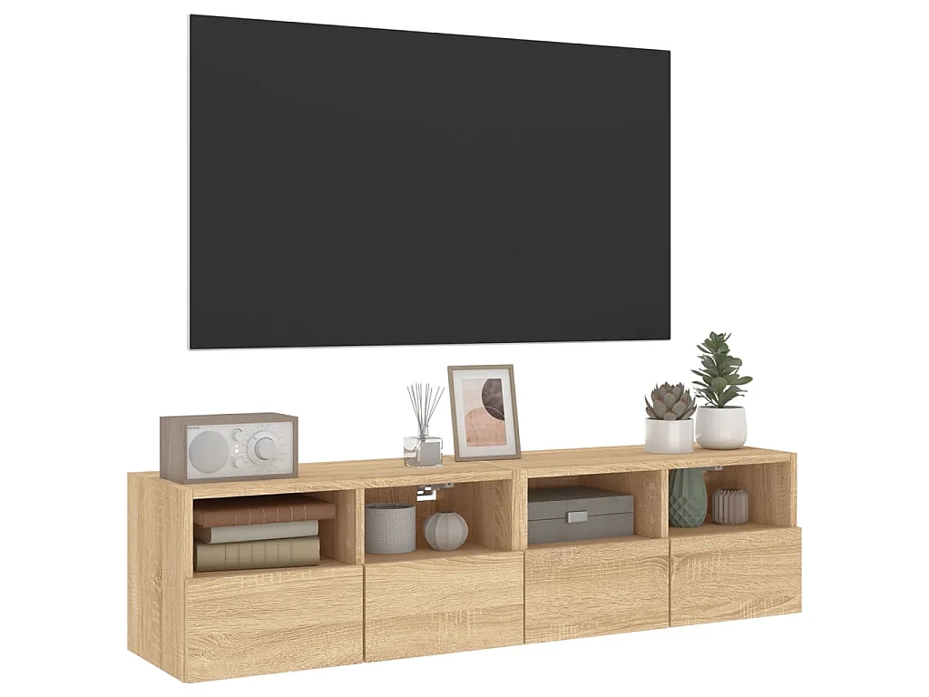 Mobili TV Parete 2pz Rovere Sonoma 60x30x30cm Legno Multistrato