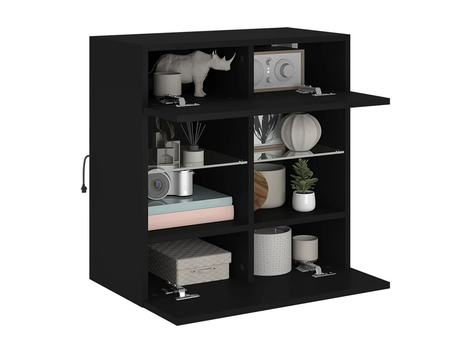 Tv-wandmeubel met LED-verlichting 58,5x30x60,5 cm zwart