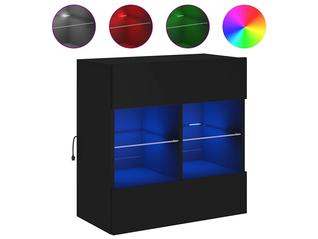 Mobile TV a Parete con Luci LED Nero 58,5x30x60,5 cm