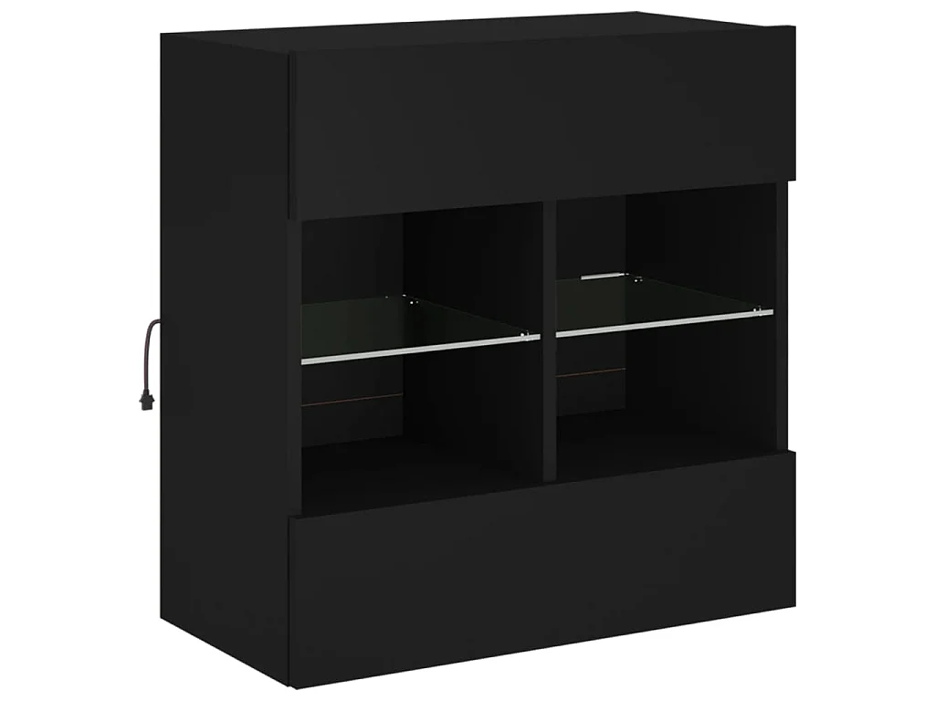 Mobile TV a Parete con Luci LED Nero 58,5x30x60,5 cm