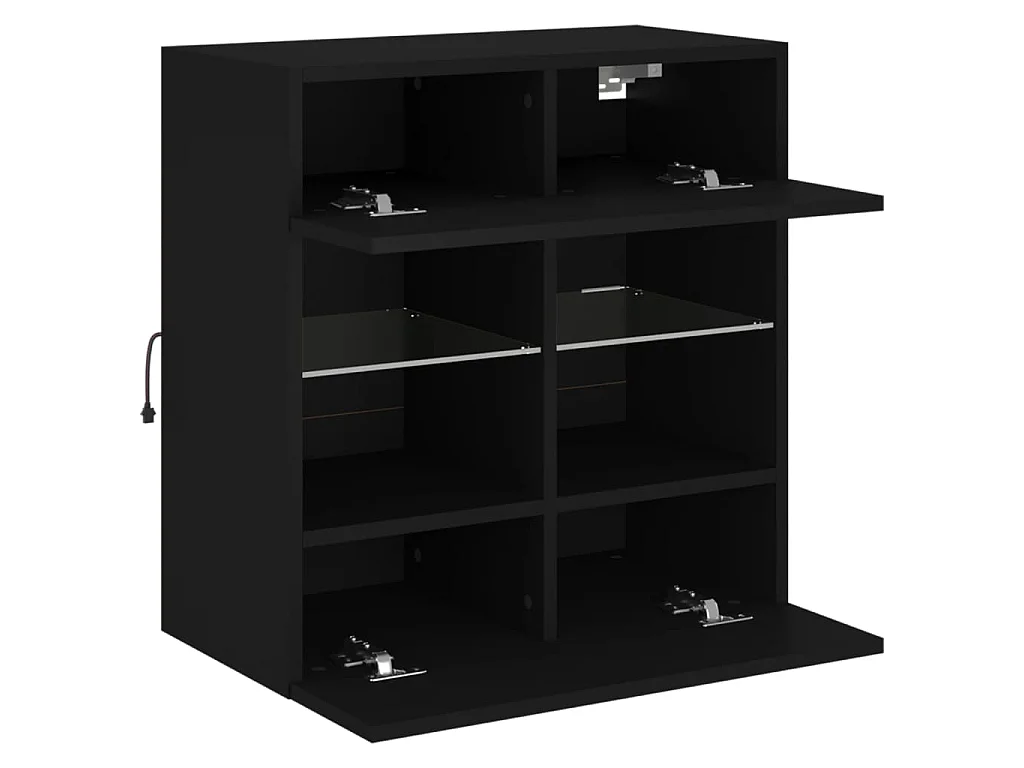 Mobile TV a Parete con Luci LED Nero 58,5x30x60,5 cm