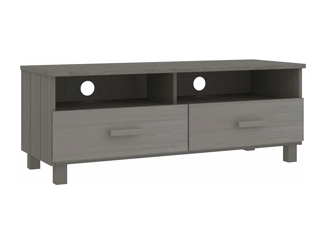 Meuble TV HAMAR Gris clair 106x40x40 cm Bois massif de pin