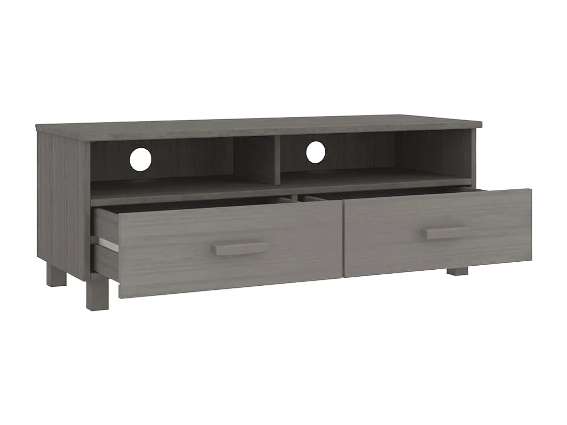 Meuble TV HAMAR Gris clair 106x40x40 cm Bois massif de pin