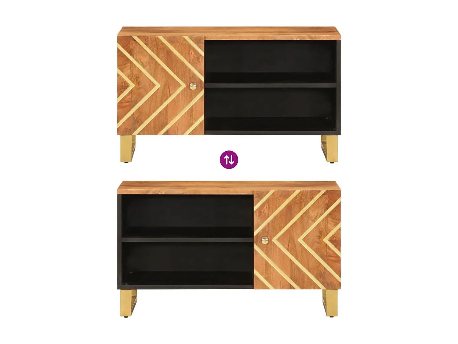 TV-Schrank Braun und Schwarz 80x31,5x46 cm Massivholz Mango