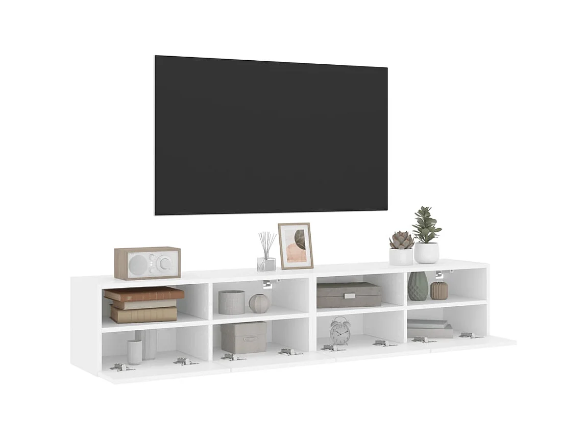 Meubles TV muraux 2 pcs blanc 80x30x30 cm bois d'ingénierie