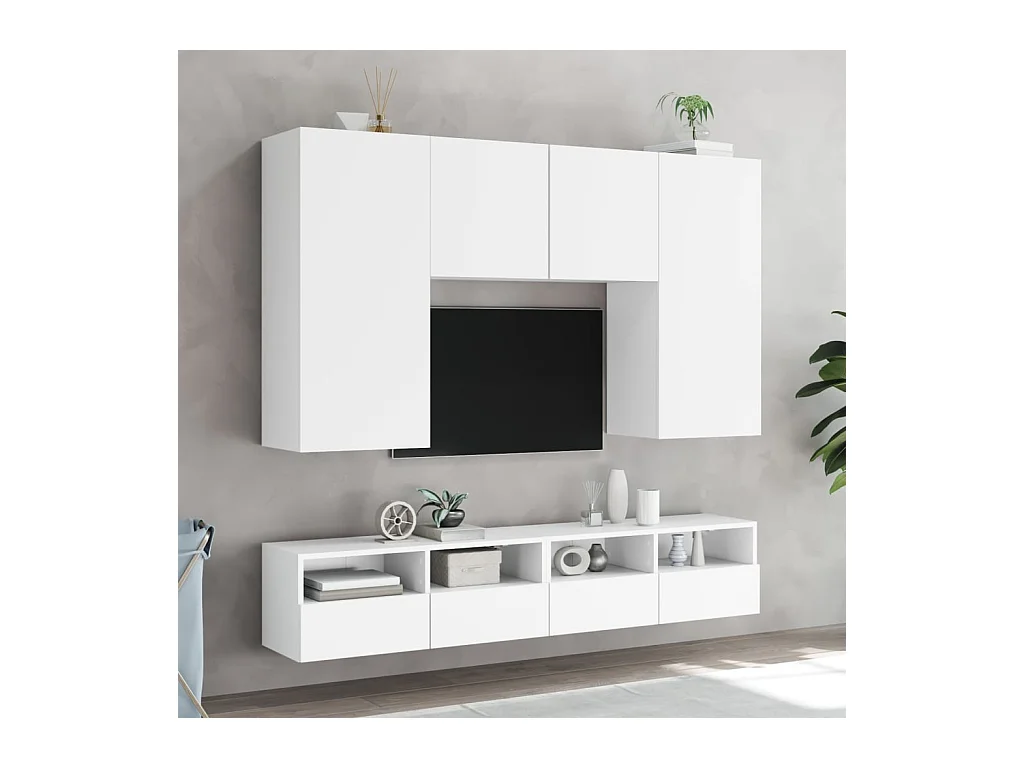 TV-Wandschränke 2 Stk. Weiß 80x30x30 cm Holzwerkstoff