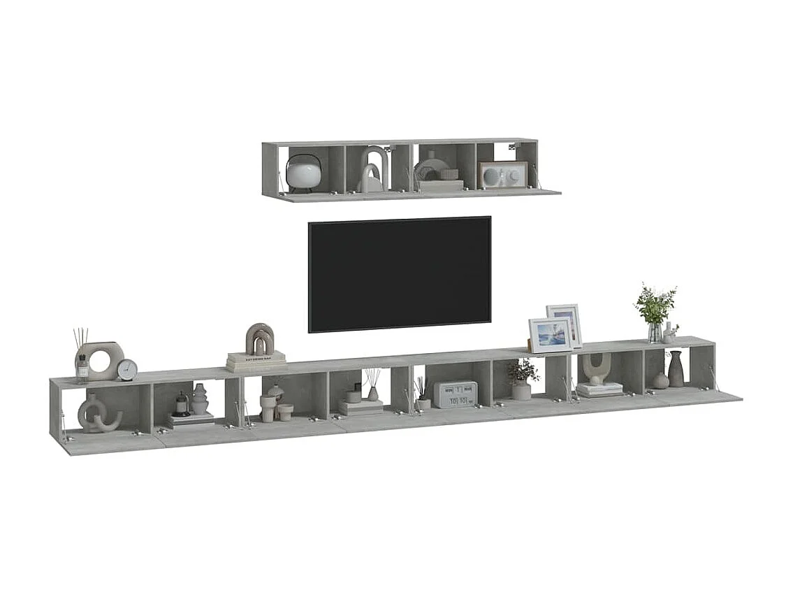 Set di Mobili Porta TV 6 pz Grigio Cemento in Legno Multistrato