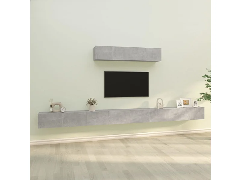 Set de muebles de TV 6 pzas madera contrachapada gris hormigón