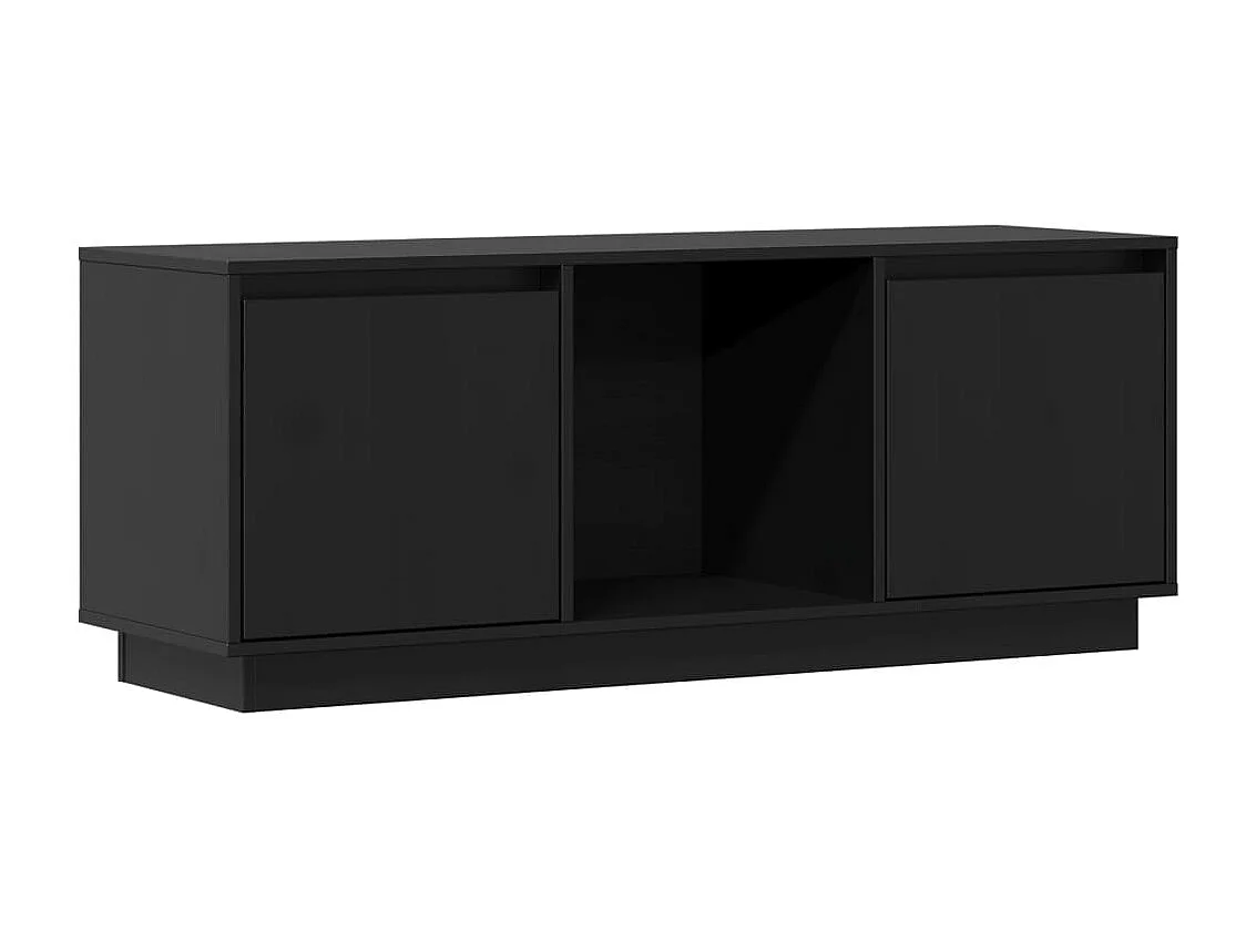 Meuble TV Noir 110,5x35x44 cm Bois de pin massif