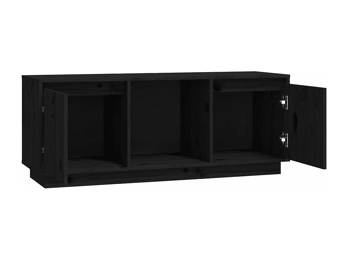 Meuble TV Noir 110,5x35x44 cm Bois de pin massif
