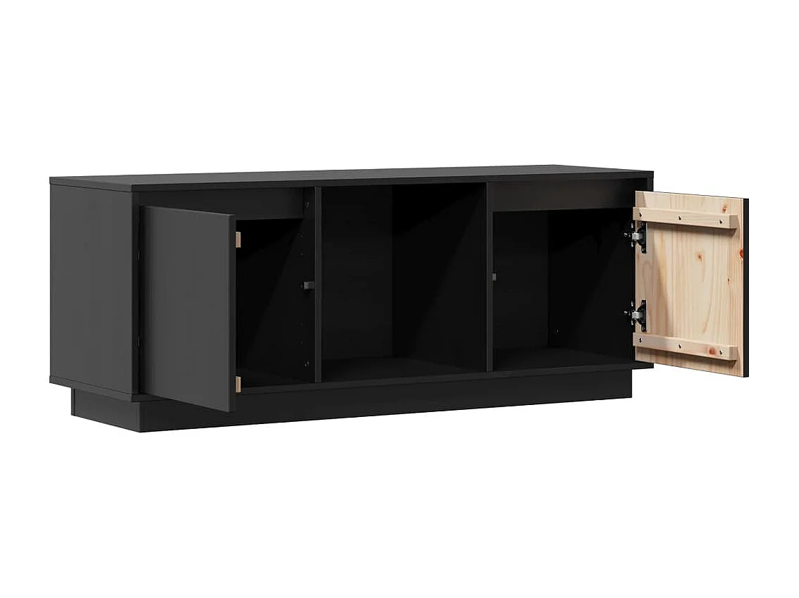 Meuble TV Noir 110,5x35x44 cm Bois de pin massif
