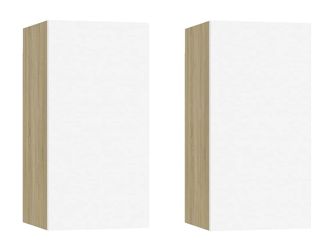 Móveis de TV 2 pcs derivados madeira branco e carvalho sonoma