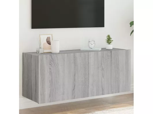 Kauf Unique TV-Wandschrank mit LED-Leuchten Grau Sonoma 100x35x41 cm