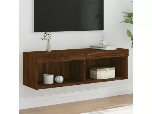 Kauf Unique TV-Schrank mit LED-Leuchten Braun Eichen-Optik 100x30x30 cm