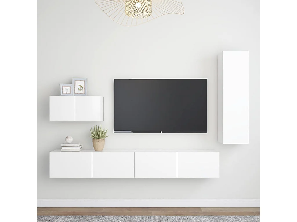 Ensemble de meubles TV 4 pcs Blanc Bois d'ingénierie