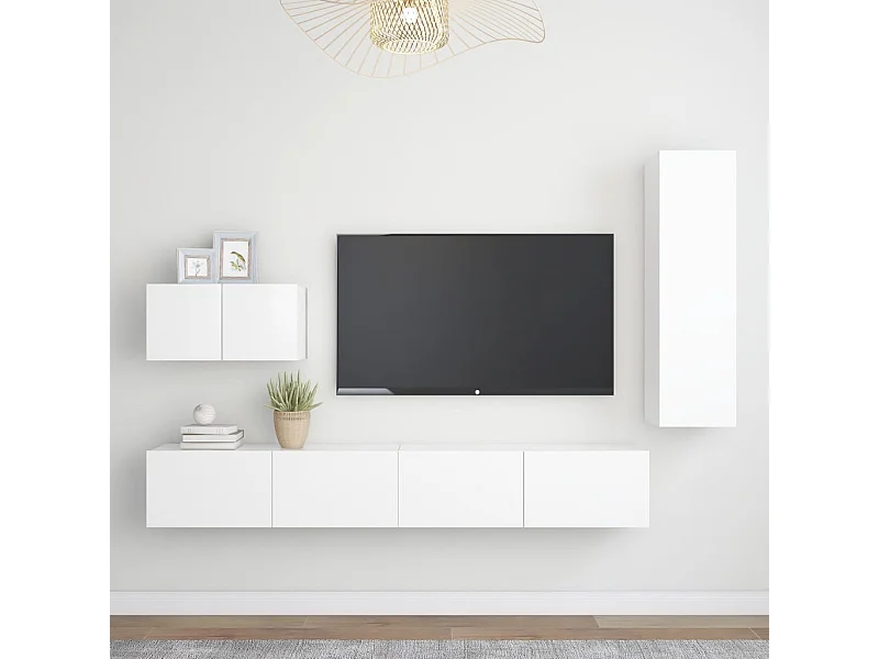 Ensemble de meubles TV 4 pcs Blanc Bois d'ingénierie