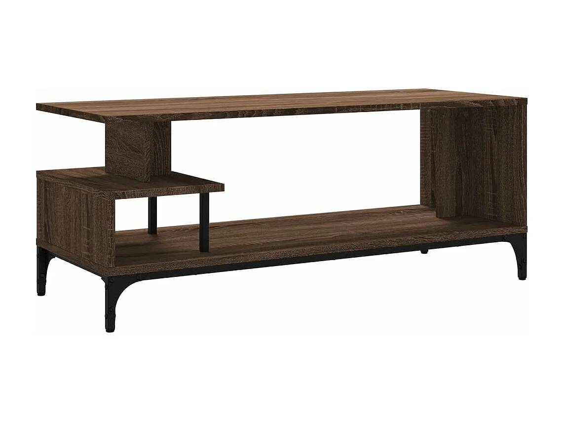 Mueble de TV madera de ingeniería y acero marrón 102x40x41 cm