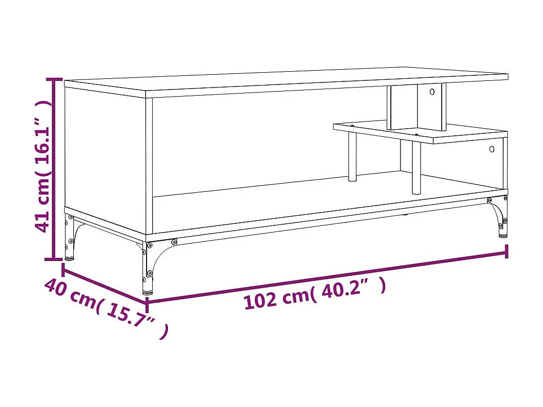 Mueble de TV madera de ingeniería y acero marrón 102x40x41 cm