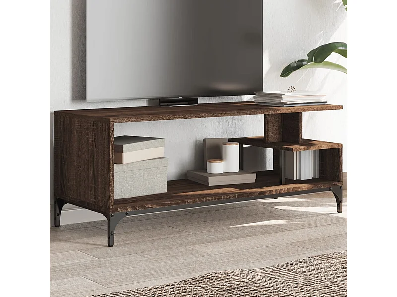 TV-Schrank Braun Eichen-Optik 102x40x41 cm Holzwerkstoff Stahl
