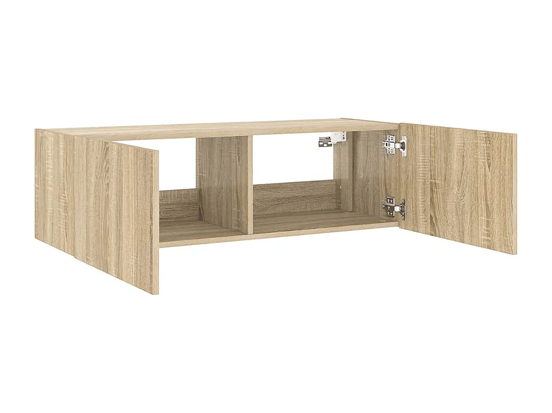 Meuble TV mural avec lumières LED chêne sonoma 100x35x31 cm