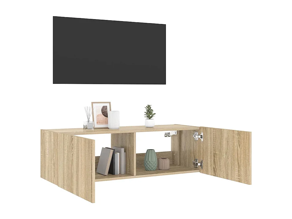 Tv-wandmeubel met LED-verlichting 100x35x31 cm sonoma eiken