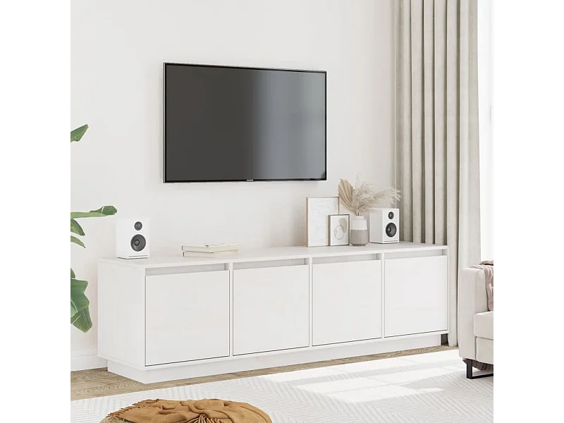 Tv-meubel 156x37x45 cm massief grenenhout wit