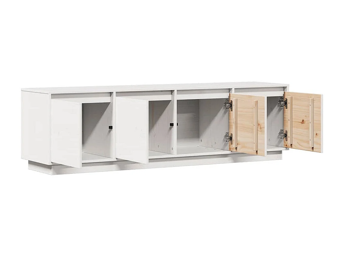 Meuble TV Blanc 156x37x45 cm Bois de pin massif