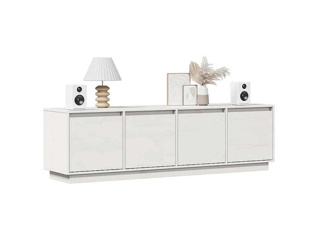 Mueble de TV madera maciza de pino blanco 156x37x45 cm