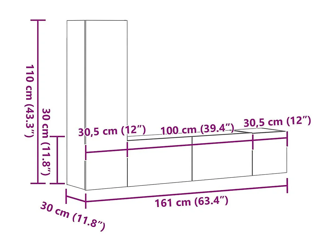 Ensemble de meubles TV 3 pcs Chêne marron Bois d'ingénierie