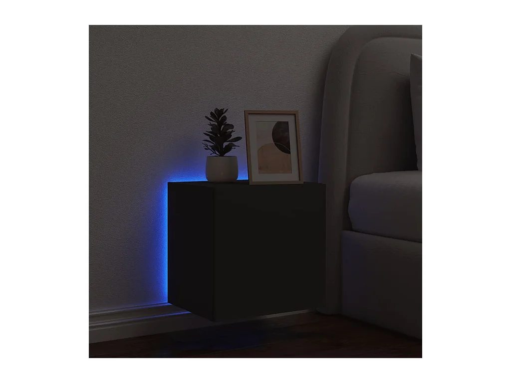 Meuble TV mural avec lumières LED noir 40,5x35x40 cm