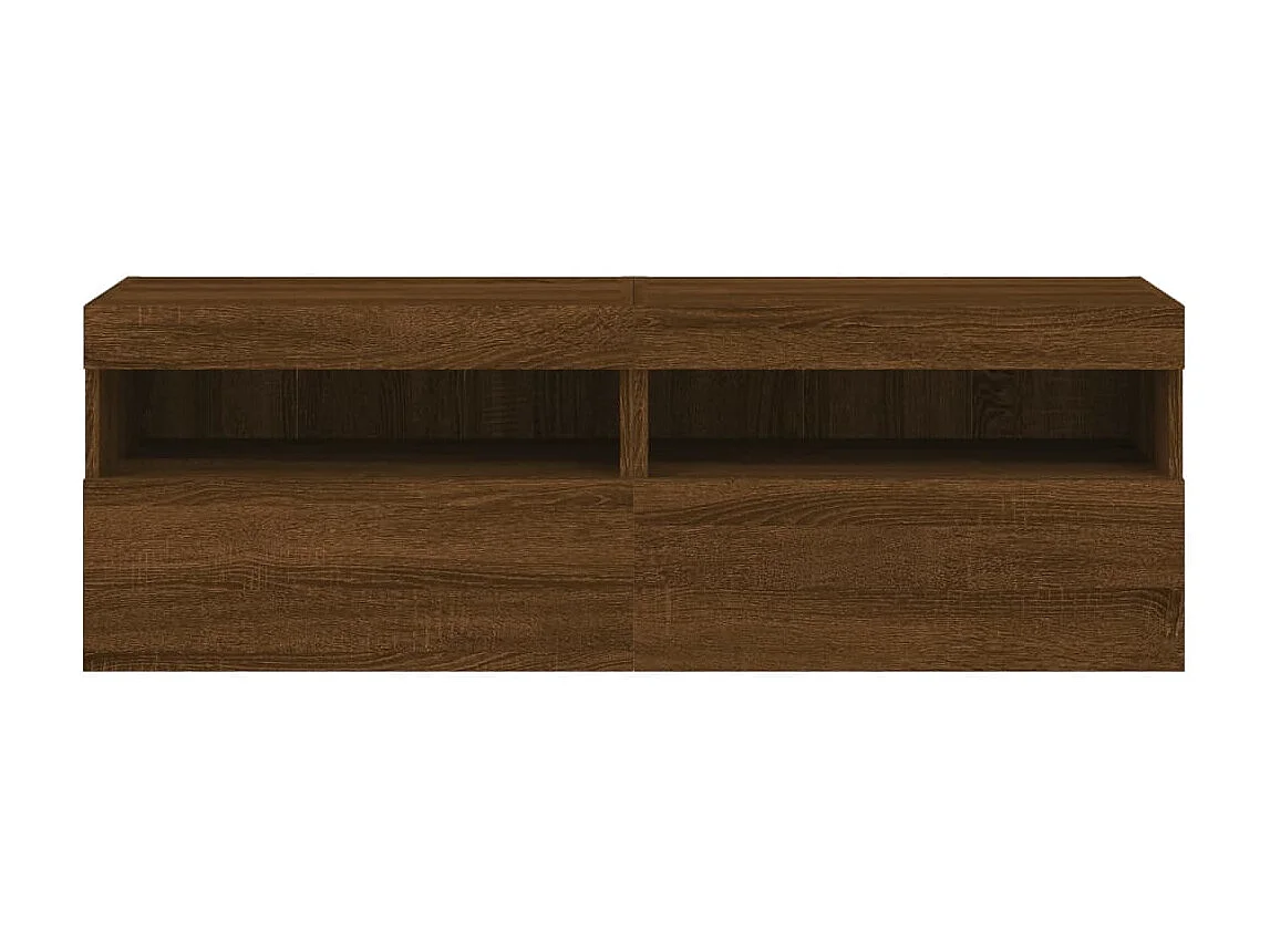 Tv-wandmeubels met LED-verlichting 2 st 60x30x40 cm bruineiken