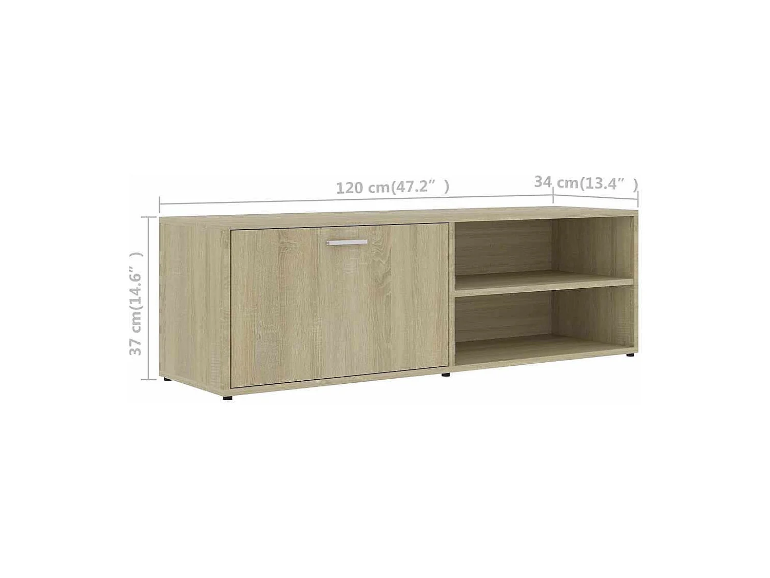 Meuble TV Chêne sonoma 120x34x37 cm Bois d’ingénierie