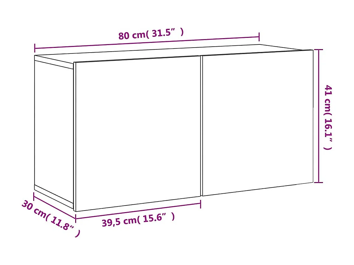 Móvel de parede para TV 80x30x41 cm preto