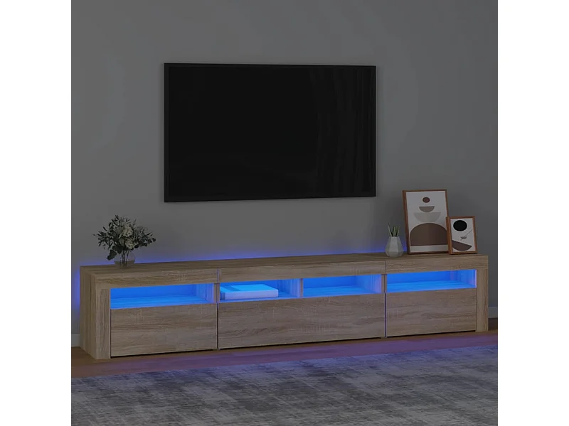Meuble TV avec lumières LED Chêne sonoma 210x35x40 cm