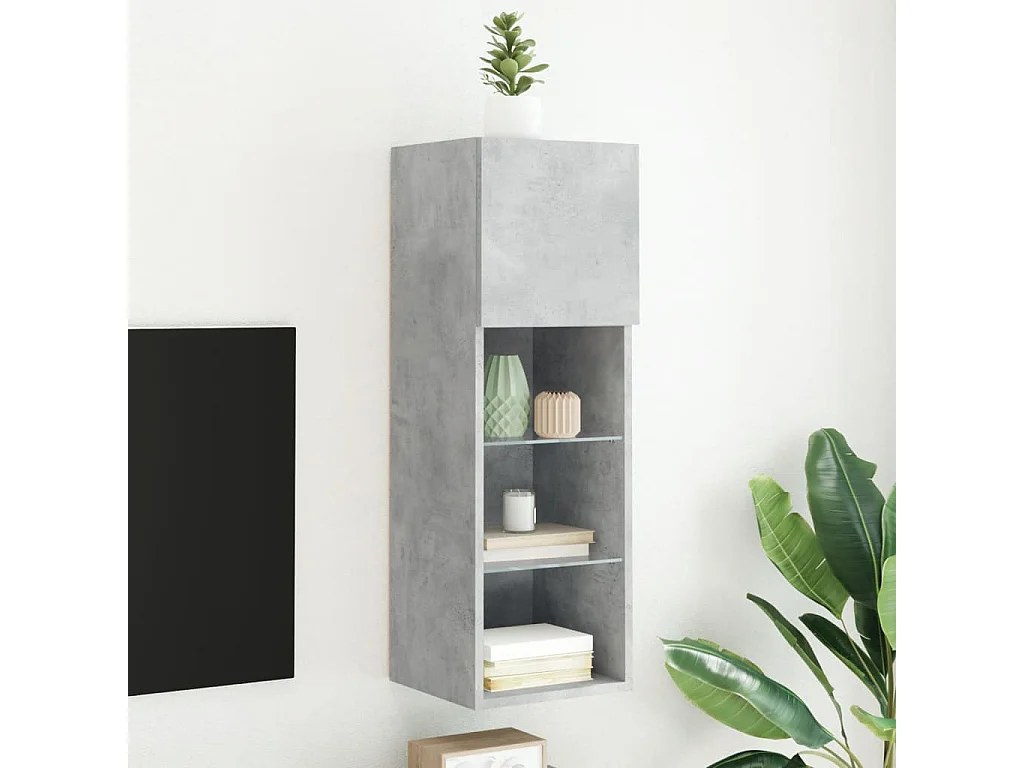 Meuble TV avec lumières LED gris béton 30,5x30x90 cm