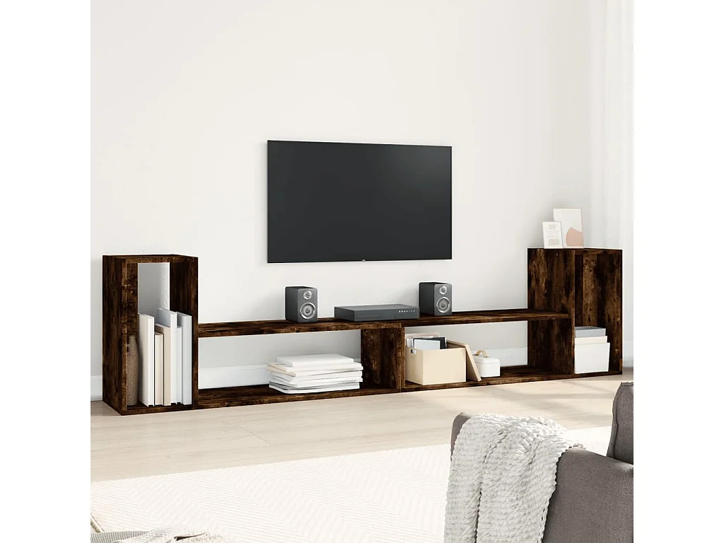 Mobili TV 2 pz Rovere Fumo 100x30x50 cm in Legno Multistrato